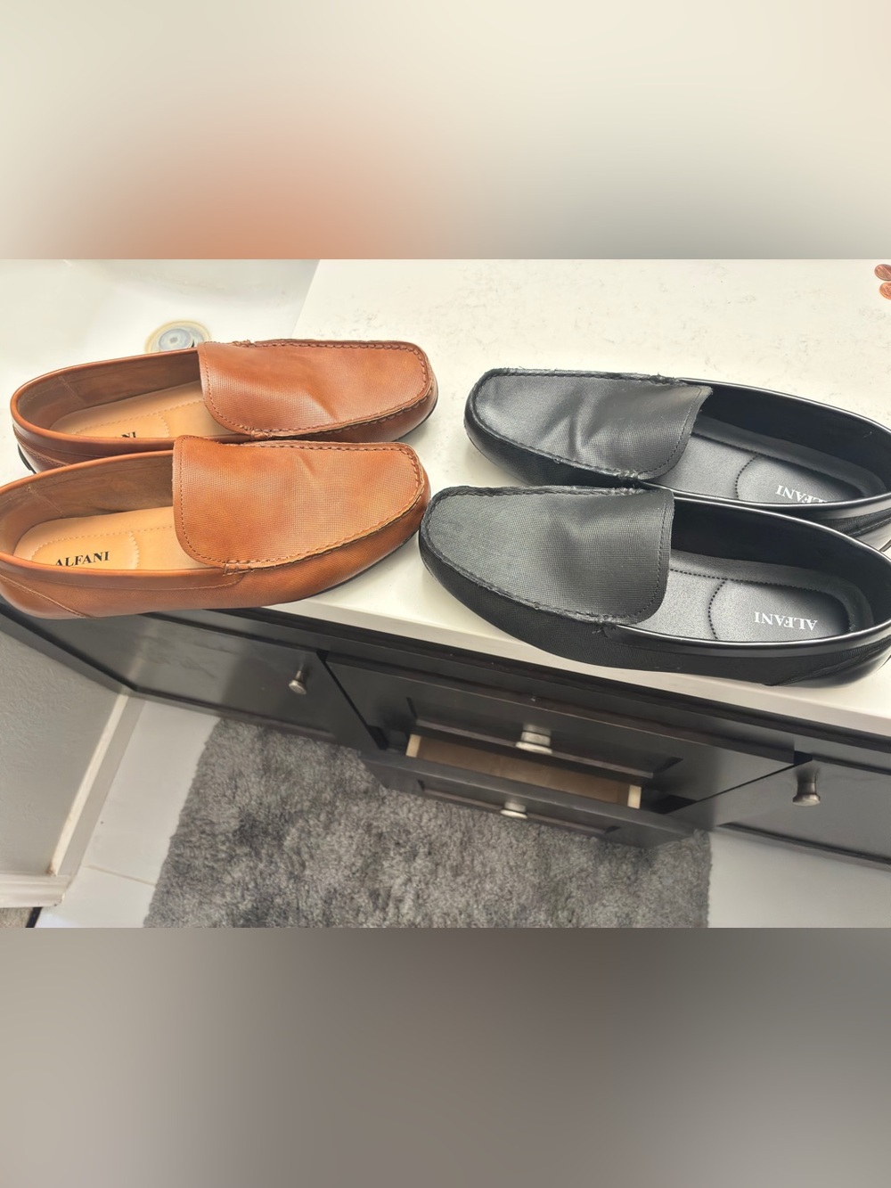 Alfani Two-Tone Slip-On Loafers in Brown and Black